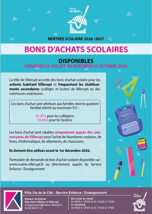 BONS D'ACHATS SCOLAIRES 2026-2027